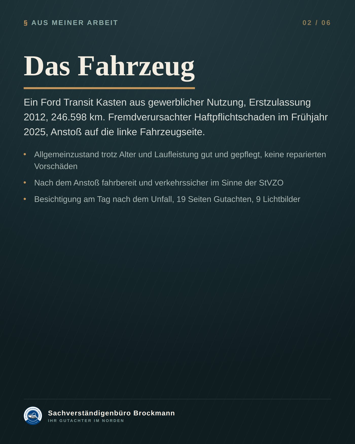 Ford Transit Kasten – 39,76 € Ersatzteile, 2.164,91 € Reparatur – Dokumentation Seite 2 von 6