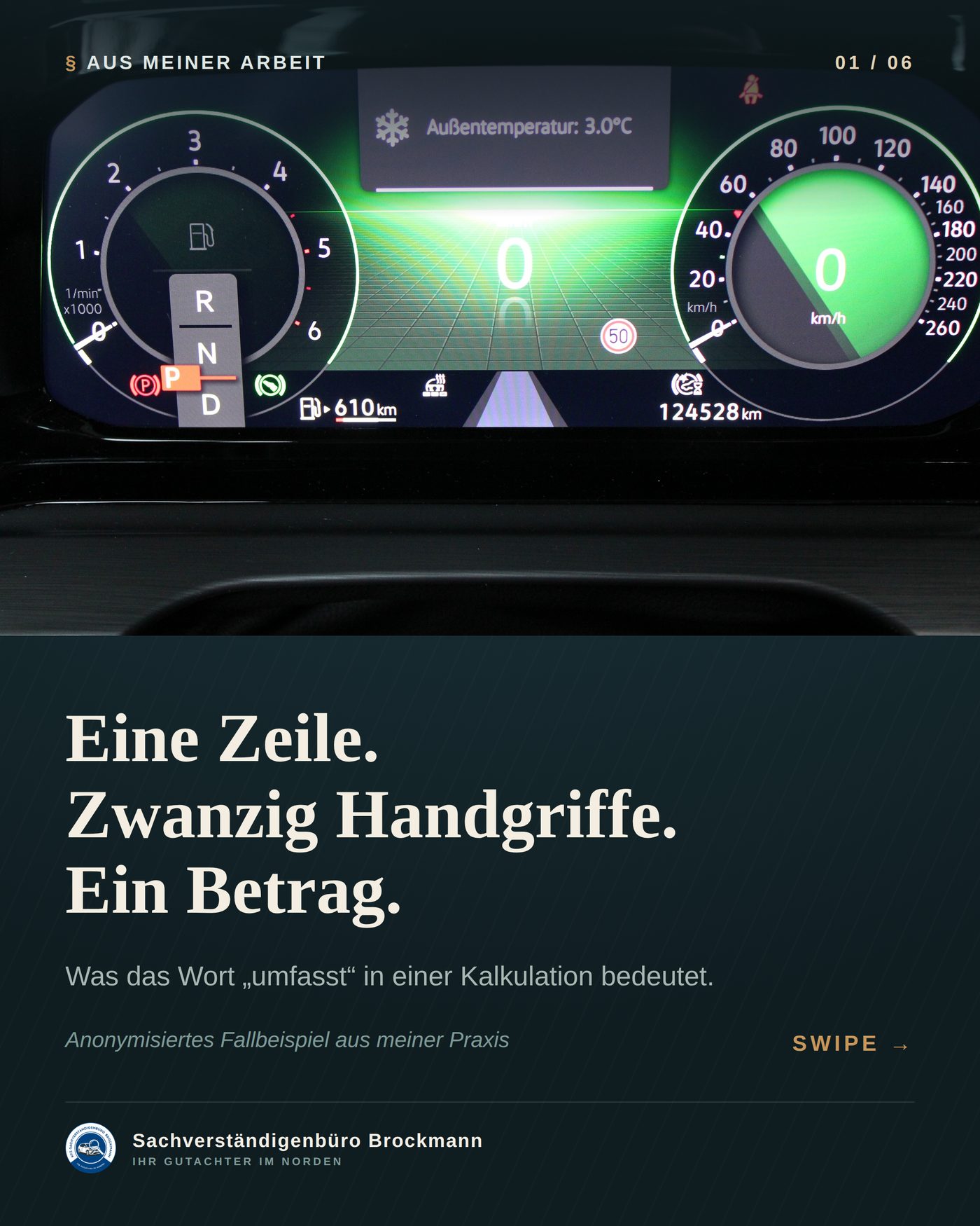 VW Golf Variant – eine Zeile, zwanzig Handgriffe, ein Betrag
