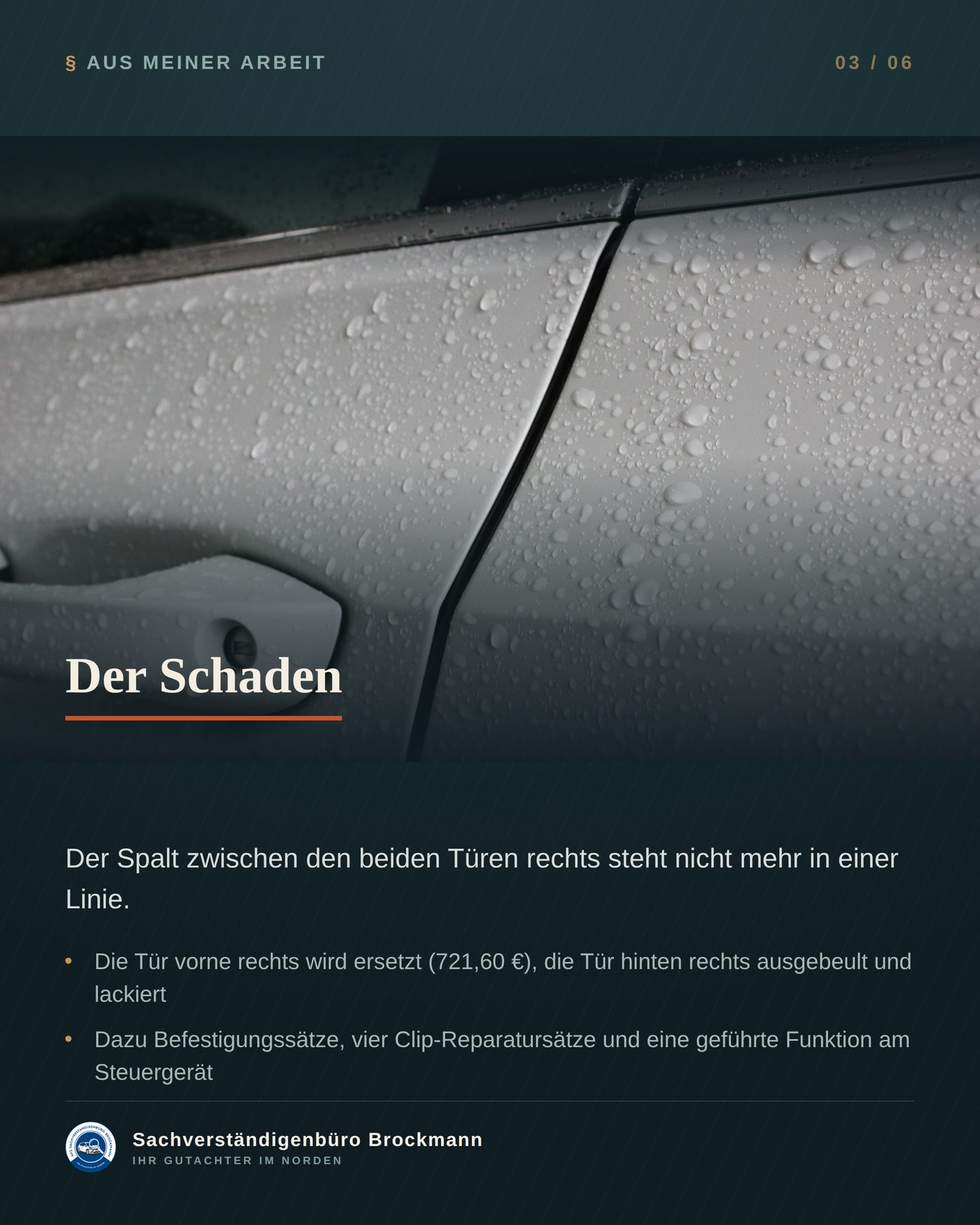 VW Golf Variant – eine Zeile, zwanzig Handgriffe, ein Betrag – Dokumentation Seite 3 von 6
