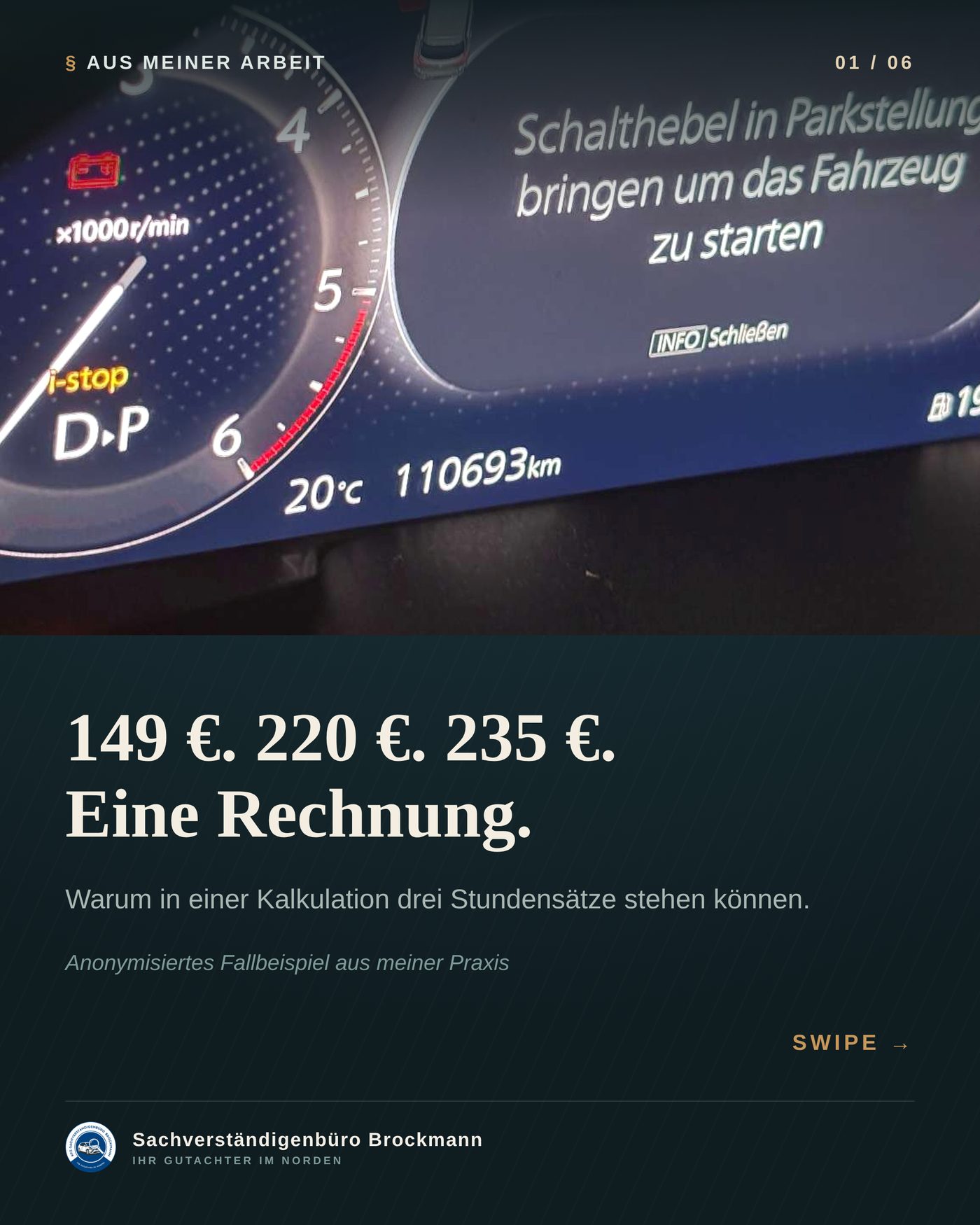Mazda CX-60 – drei Stundensätze in einer Kalkulation &ndash; Dokumentation Seite 1 von 6